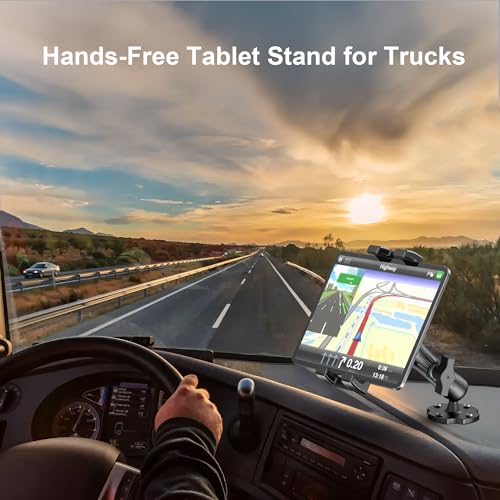 Keuvirya Heavy Duty Tablet Mount for Truck & Vehicle, Drill Base Tablet Holder for Truck with Aluminum Arm, Compatible with 4.7"-12.9" Tablets/iPad/Phones, iPad Truck Mount for Dashboard, Walls, Boat - Image 3