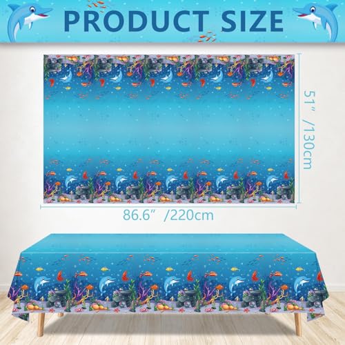 4 Pack Ocean Animals Tablecloth Ocean Animal Table Cloth Ocean Waves Underwater Table Covers Under The Sea Table Cloth Ocean Sea Life Table Clothes for Beach Pool Birthday Party Decoration