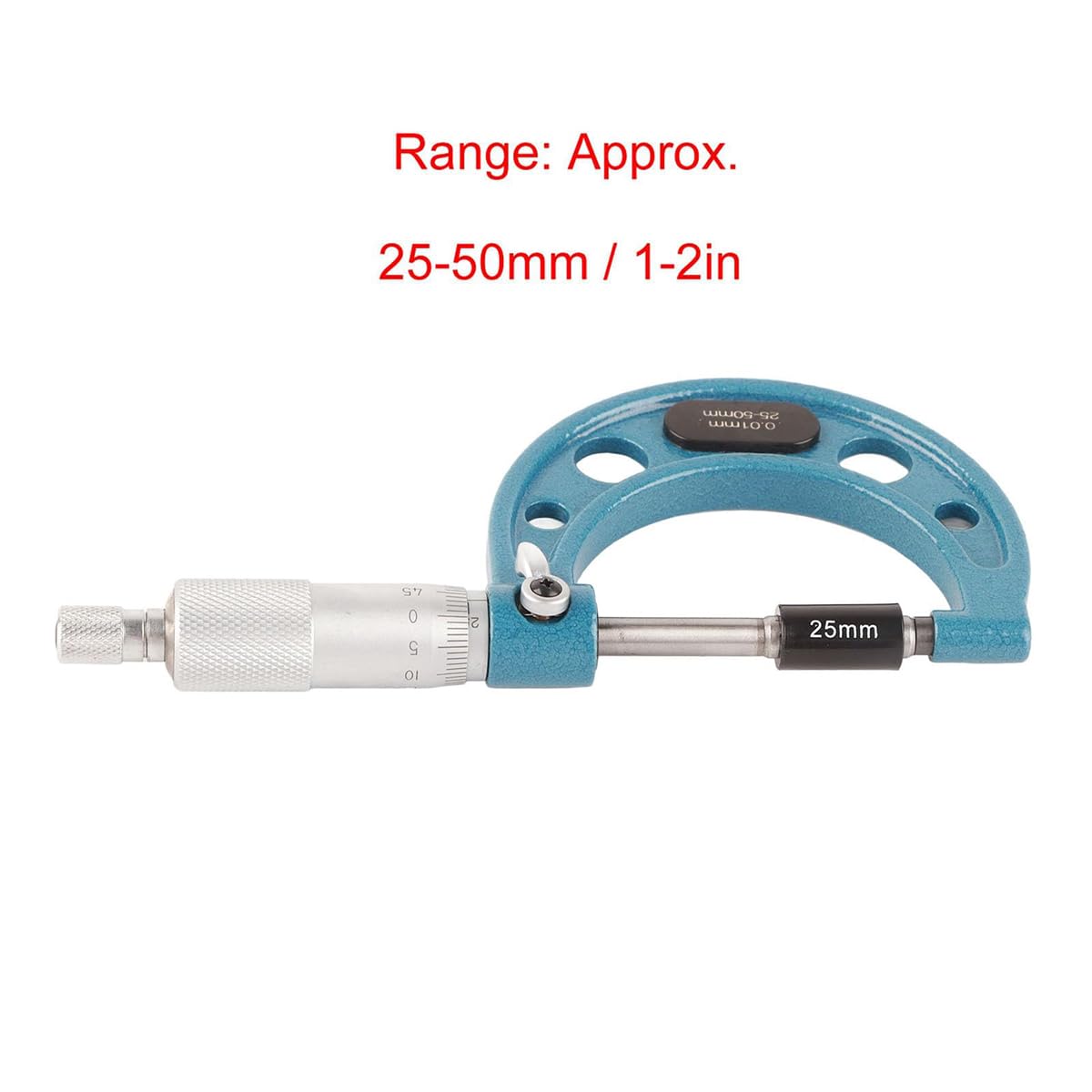 Micromètre extérieur 25-50 mm Micromètre Externe de Haute précision Outil de Mesure d'épaisseur en Acier Inoxydable Précision de 0,01 mm avec clé et boîte en Plastique