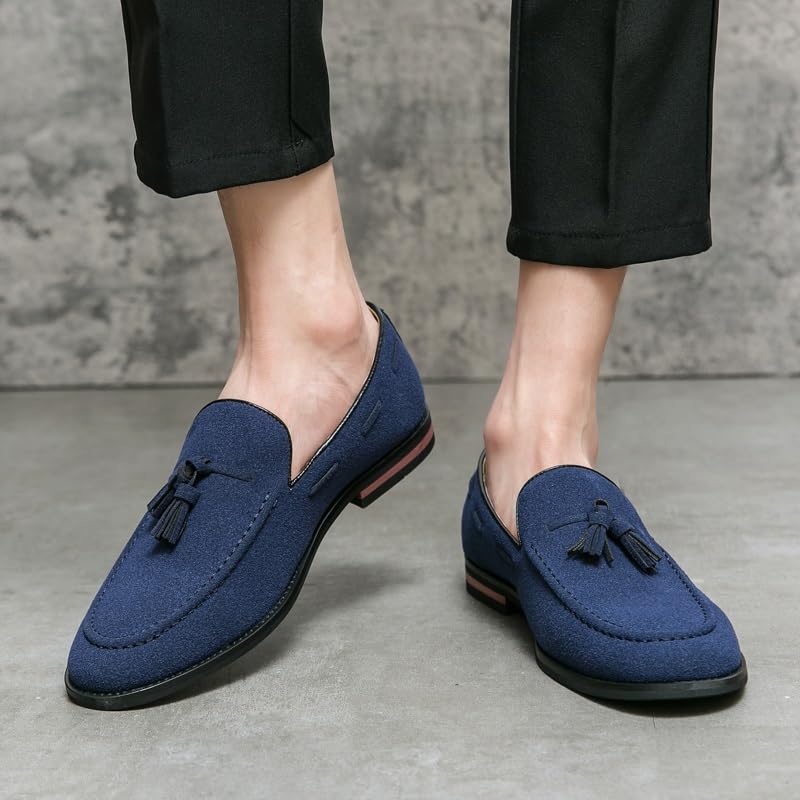 Men's Loafers Round Toe Suede Vamp with Tassel Loafer Shoes Lightweight Comfortable Slip Resistant Walking Slip-on4