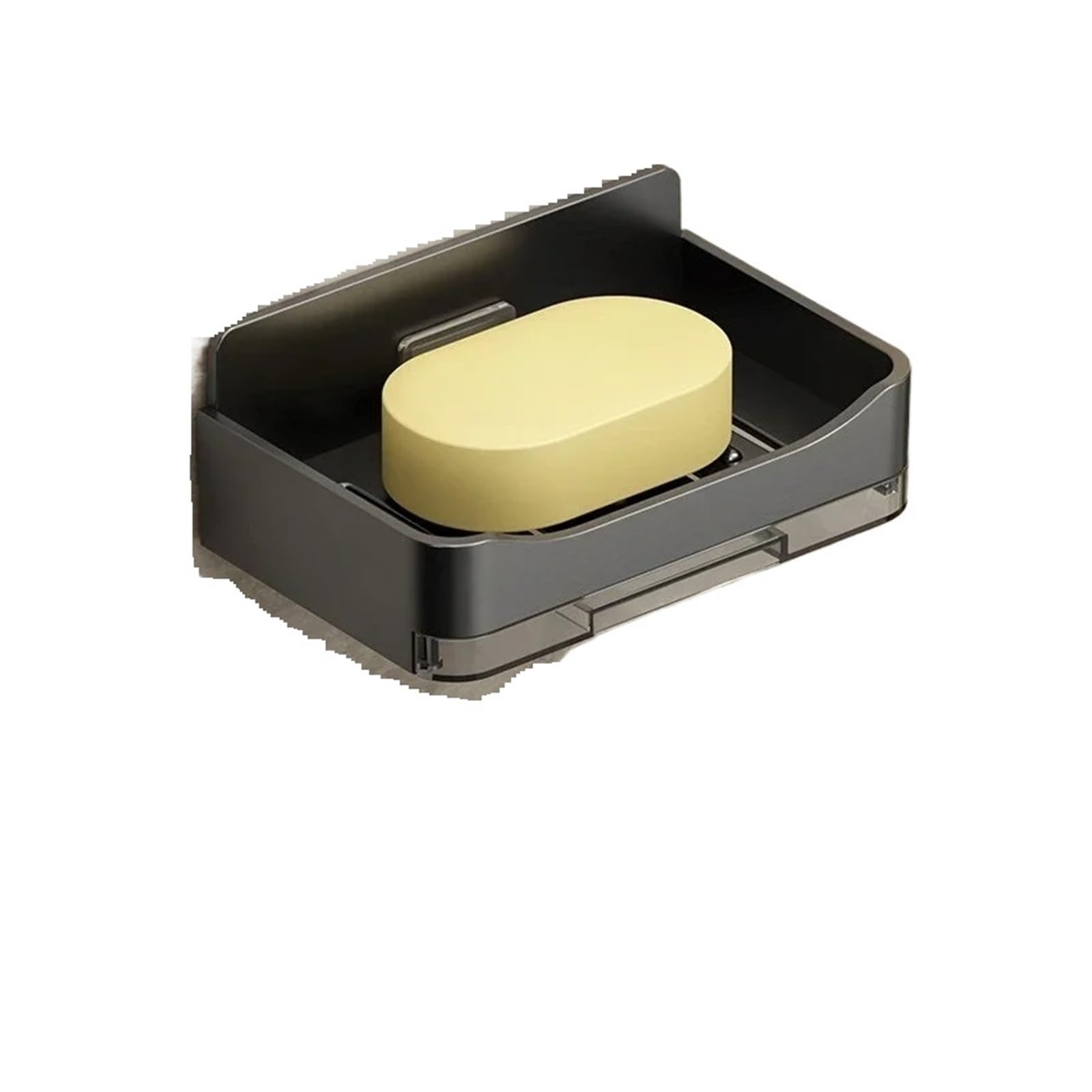 Bathroom Soap Holder Free-Punching Wall Mounted Sponge Organizer Double Drainage Dish Accessories(Black)
