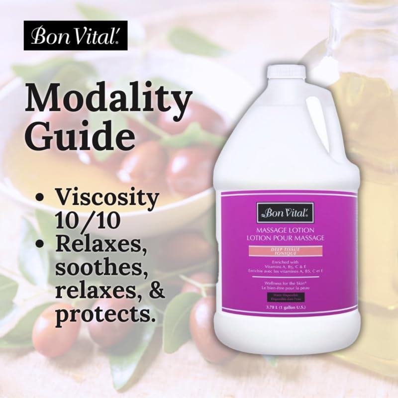 Bon Vital' Deep Tissue Massage Lotion, 1-Gallon, Professional-Grade Moisturizing Lotion for Deep Tissue Therapy, Non-Greasy Skin Softening Formula, Muscle Relaxation, Unscented - Image 4