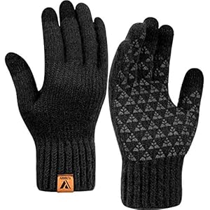 Vgogfly Winter Knit Gloves Warm Full Fingers Men Women with Upgraded Touch Screen – Anti-Slip Glove Fleece Lined
