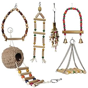 Jainsons Pet Products® Bird Swing Toys, Birds Chew Toys with Hanging Bird Cage Toys with Ladder Nest for Small Parakeets, Cockatiels, Conures, Finches, Budgie, Parrots, Love Birds(Birds Gift Pack)