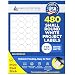 480 Label Outfitters Round Labels, 24 per Sheet, 1-5/8 inch Diameter Round White Matte Labels