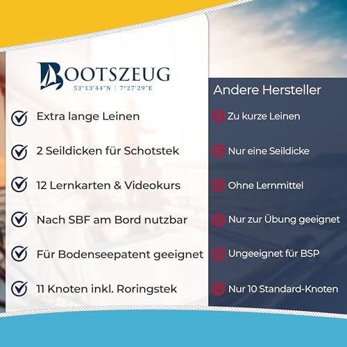 Idem Radices Knoten Stunde - Knoten Übungsset für den SBF See und Binnen - 11 Knoten inklusive Roringstek für Bodenseeschifferpatent