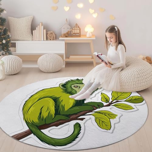 Tapis de salon rond lavable en machine moquette douce de 150 cm blanc - 5