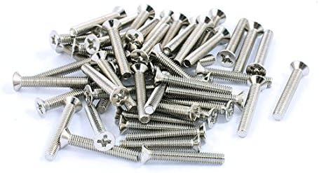 uxcell 50pcs M3x20mm Stainless Steel Countersunk Flat Head Phillips Machine Screws Bolts