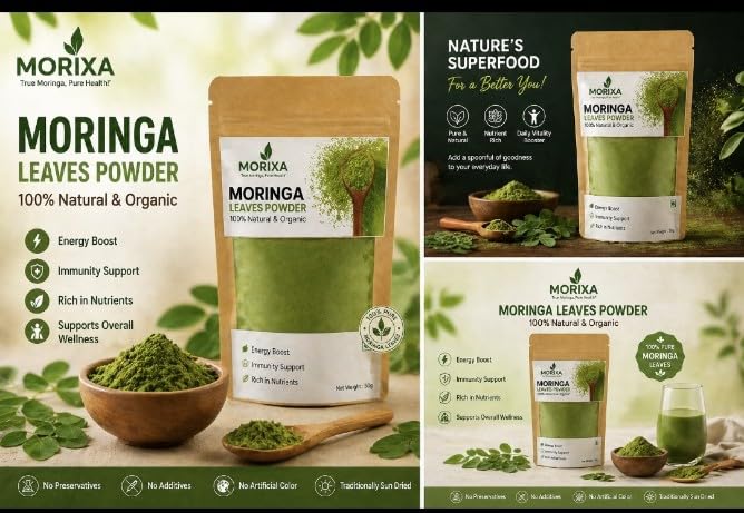 MORIXA “Moringa Leaves Powder 100g (50g x 2) | 100% Natural & Organic | Combo Pack” 4