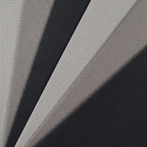 Image of KCS 6 pc of 12 inch x 18 inch(30cmx45cm) 14CT Counted Cotton Aida Cloth Cross Stitch Fabric (Medium Grey+Dark Grey+Black)