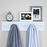 Ballucci Wooden 5 Hooks Entryway Hanging Wall Mounted Rack Shelf for Coat and Hat, Storage or Display Stand, 24
