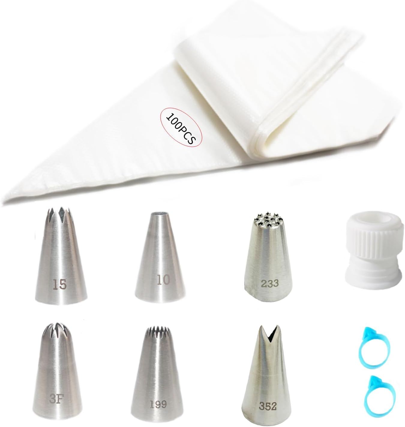 Piping Bags and Tips Set,109pcs Cake Decorating Kit with