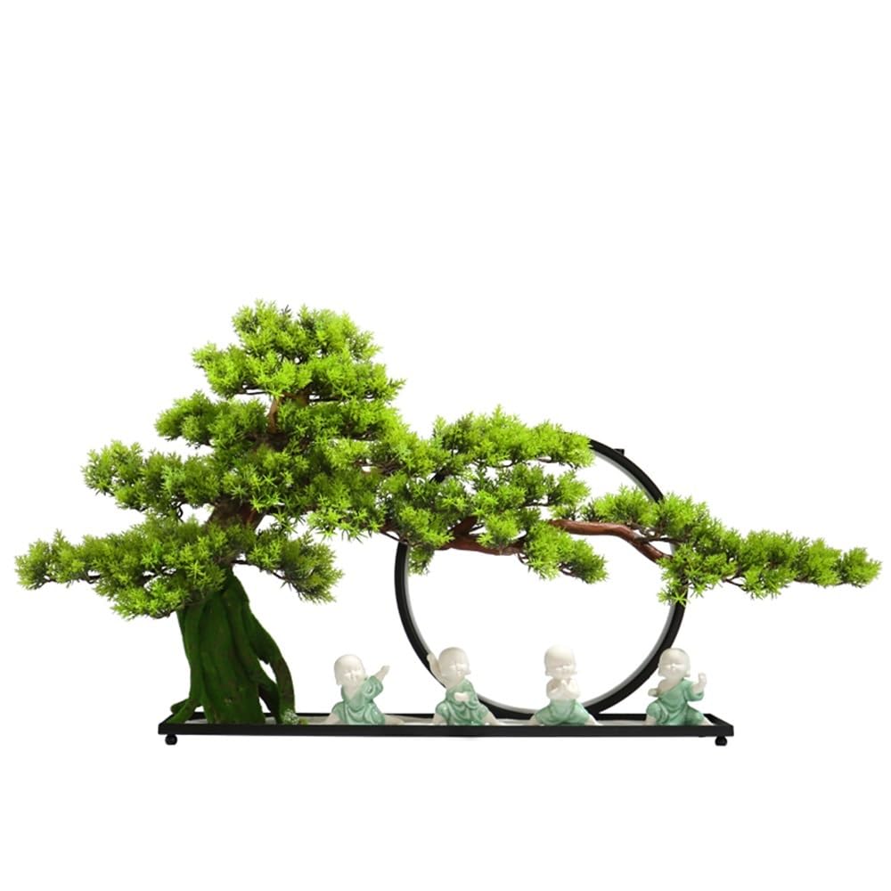 HCZKIUJY Artificial Plants Welcome Pine Ornaments Decorative Living Room Entrance Simulation Bonsai Office Planting Landscape Fake Plants Decor