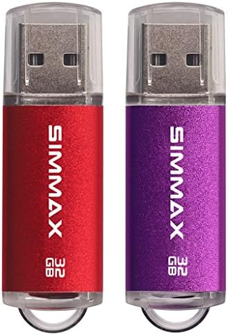 SIMMAX Memory Stick 2 Pack 32GB USB 2.0 Flash Drives Thumb Drive Pen Drive (32GB Red Purple)