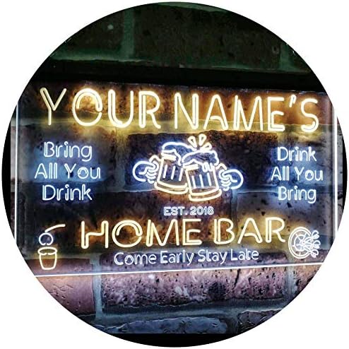 ADVPRO Personalized Your Name Custom Home Bar Beer Established Year Dual Color LED Neon Sign White & Yellow 12 x 8.5 Inches st6s32-p1-tm-wy