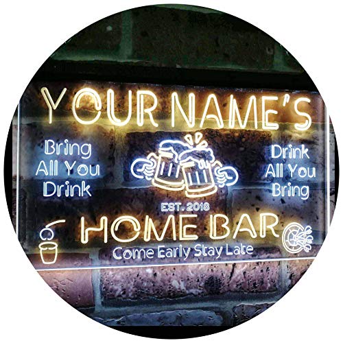 Advpro Personalized Your Name Custom Home Bar Beer Established Year Dual Color Led Neon Sign White & Yellow 12 X 8.5 Inches St6S32-P1-Tm-Wy #TOP8
