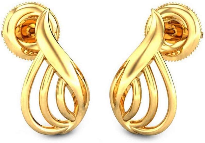 CANDERE - A KALYAN JEWELLERS COMPANY18K BIS Hallmark Pure Yellow Gold Stud Earring for Womens with Screw Back closure