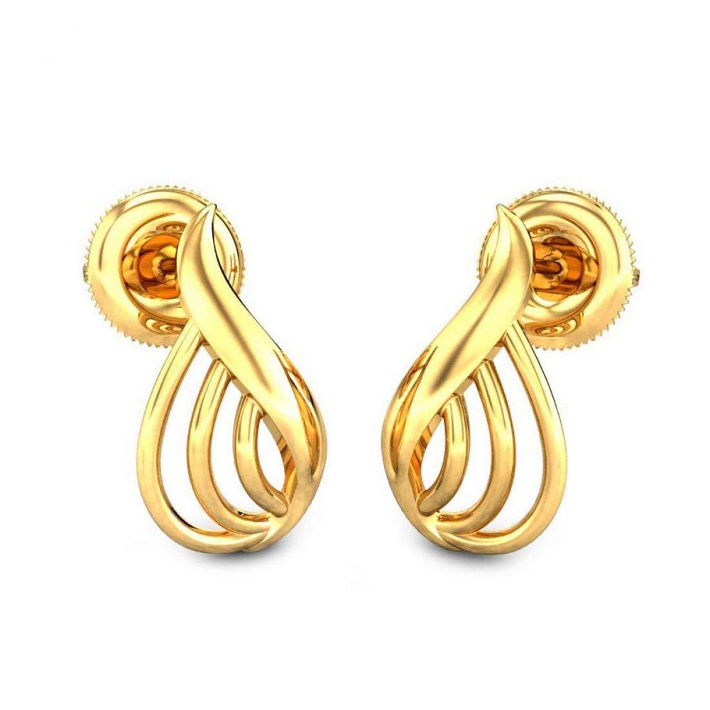CANDERE - A KALYAN JEWELLERS COMPANY18K BIS Hallmark Pure Yellow Gold Stud Earring for Womens with Screw Back closure