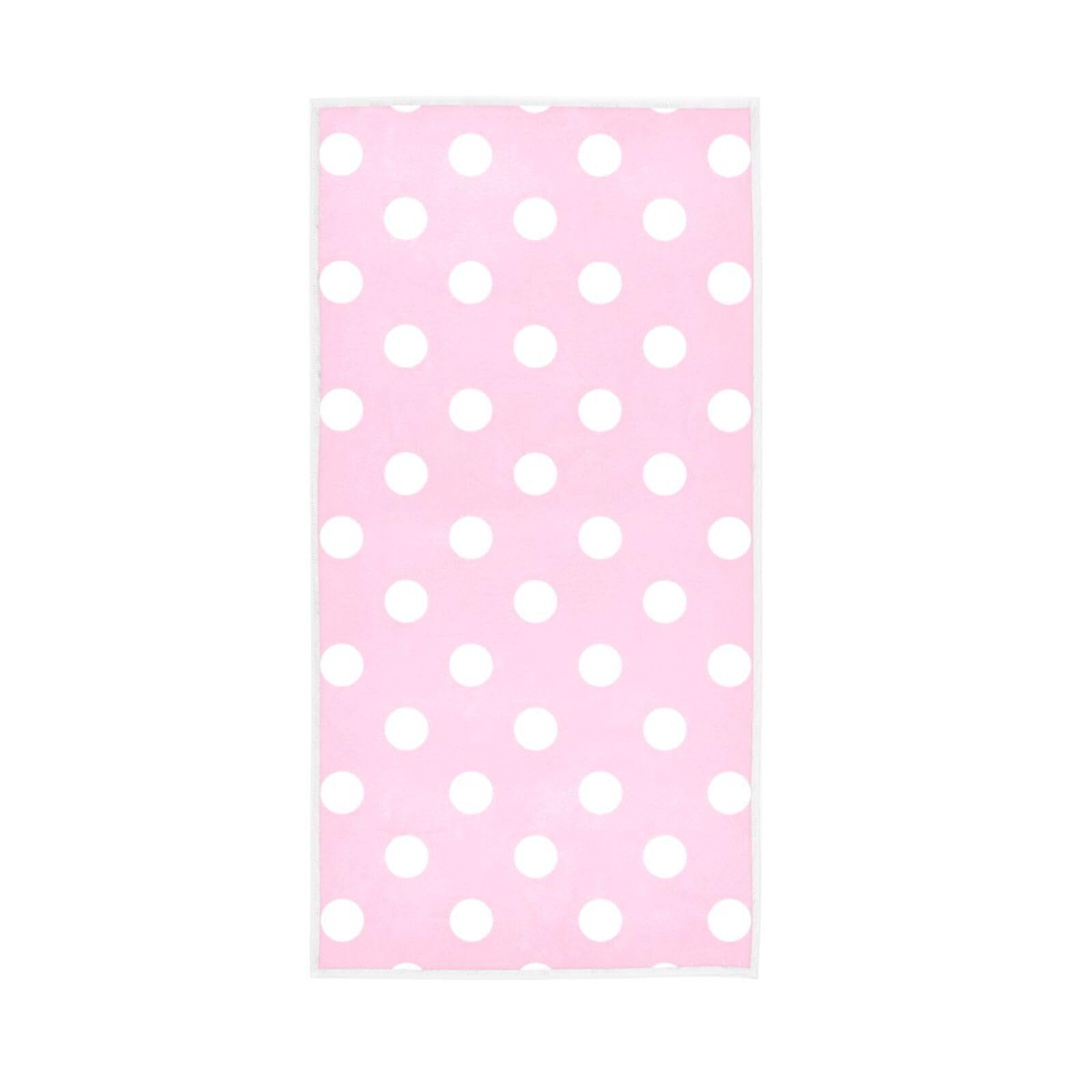 HUYGD White Wave Point on Pink Hand Towel, 15 x 30 Inches Absorbent Hand Towel, Spa Towel Colorful Towels for Bathroom