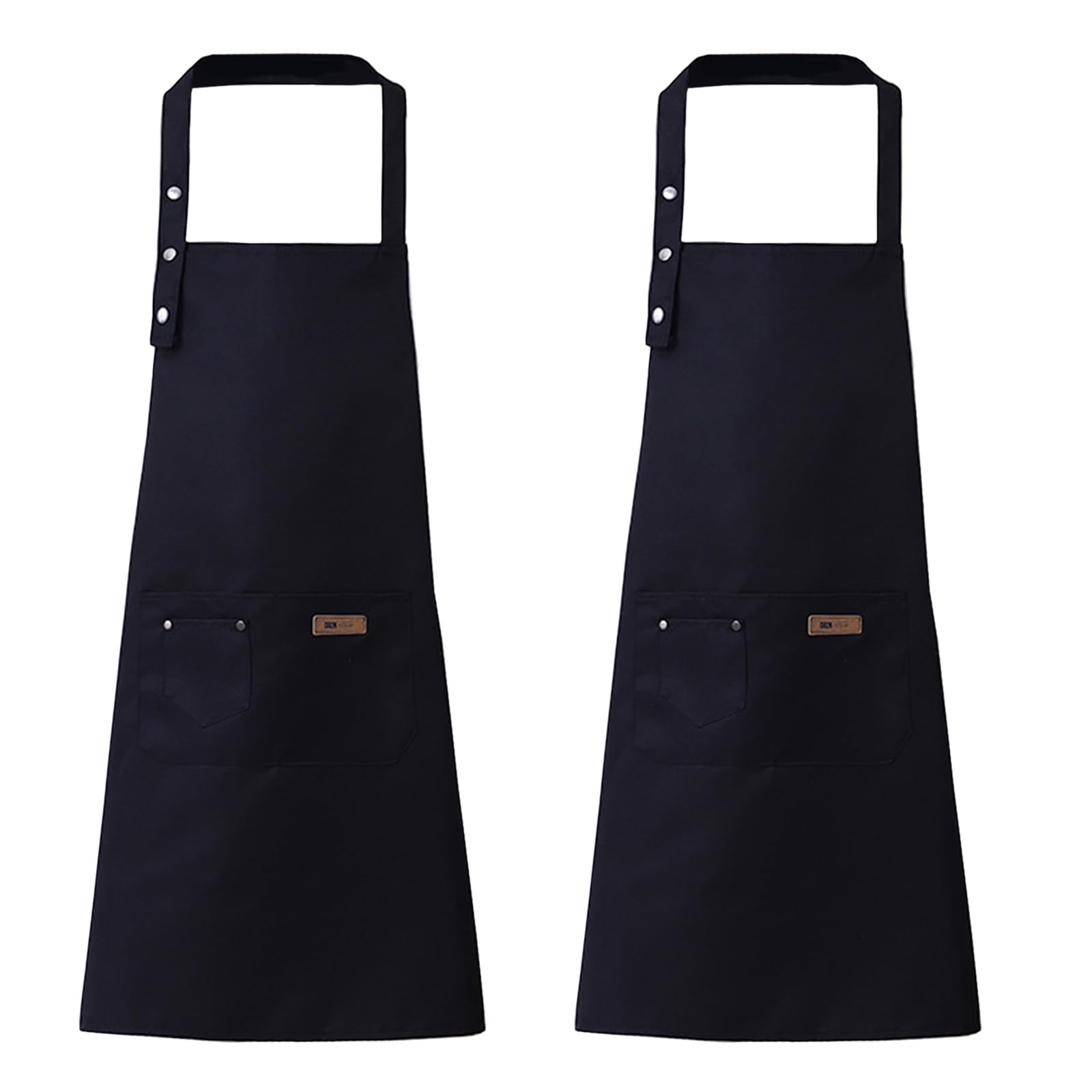 Rongxze 2 Piezas Delantales de Cocina, Ajustable Negros Delantal Impermeable con 2 Bolsillos, Delantal Barbacoa para Hombre y Mujer las Manchas de Aceite y Polvo para Cocinero Camarero Jardinero