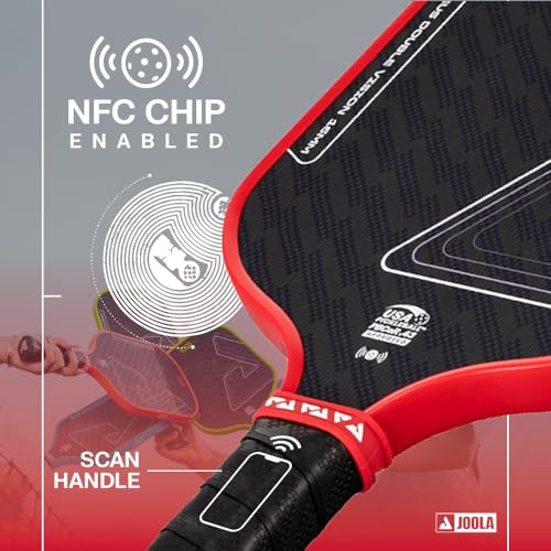 Image of JOOLA Double Vision 16mm Pickleball Paddle - Signature and Standard Shape - Aramid Surface for Softer Responsive Touch - SK Film for Reduce Vibration - USAP Approved - NFC Chip Enabled