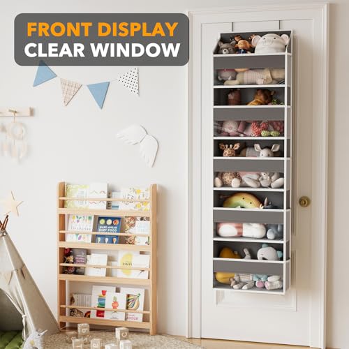 SpaceAid 1 Pack Over The Door Organizer with 5 Large Pockets and 10 Mesh Side Pockets, 5 Layers Door Organizer Hanging with Clear Window for Bedroom, Bathroom, Pantry and Nursery, Gray - Image 6