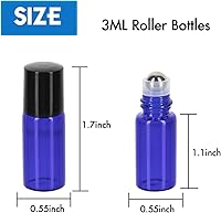 Vista 2 de ZEJIA Botellas de rodillo de 0.1 fl oz, paquete de 24 botellas de aceite esencial de vidrio grueso azul cobalto con bola de rodillo de acero