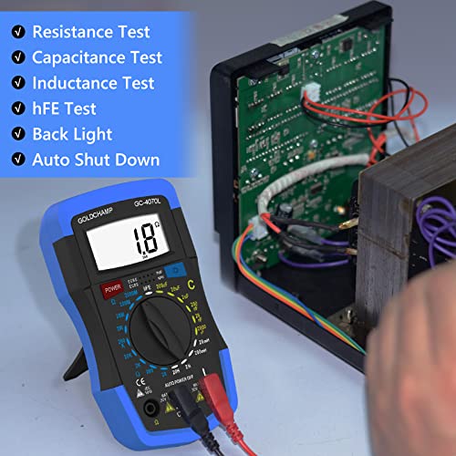 Image of Capacitor Tester 2000pF~200uF, 200~2000M0 0hm Multimeter Capacitance Meter, LCR Meter, hFE Test Multimeter, Manual Range, Backlight, Auto Power Off, Testing Meter Tool GC-4070L 2 Packs