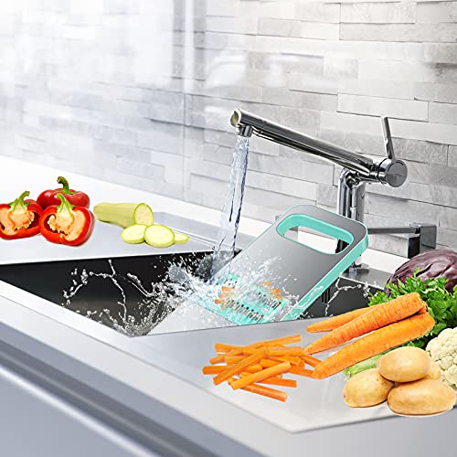 Vegetables Slicer - Kitchen Salad Utensil For Potatoes Carrots and Onion, Set of 6 Blades Manual Slicer, Stainless Steel Chopper, Cutter, Shredder - Thumbnail 5