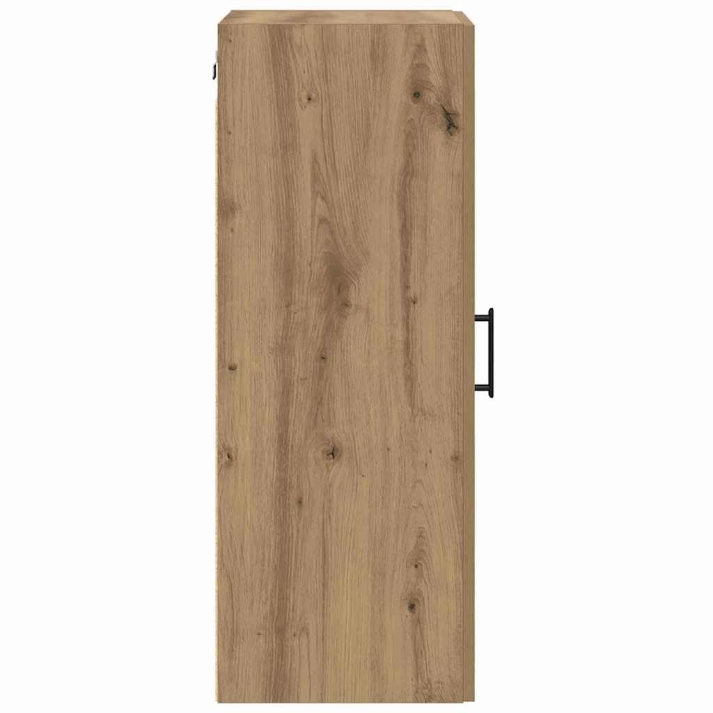 Szafa ścienna dąb Artisan 34,5 x 34 x 90 cm, montowana na ścianie szafka wisząca ze szklanymi drzwiami, materiał drewnopochodny, nowoczesny design do salonu, sypialni, biura, korytarza