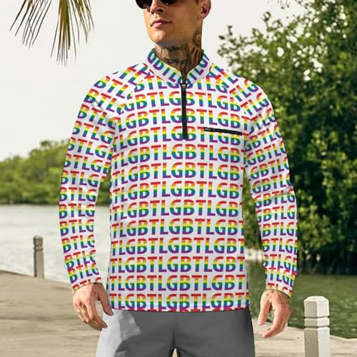 Pride LGBT Culture Symbol Men's Rash Guard Long Sleeves Quick Dry Fishing Workout Shirts with Zipper2