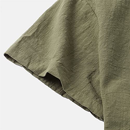 Chemise homme manches courtes casual bleu marine en coton et lin taille XXL ajustée - 7