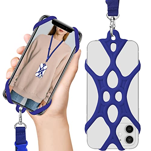 ROCONTRIP 2 in 1 Cell Phone Lanyard Strap Case Holder with Detachable Neckstrap Universal for Smartphone iPhone 8, 7 6S iPhone 6S Plus, Google Pixel LG HTC Huawei P10 4.7-6.5 inch (Dark Blue)