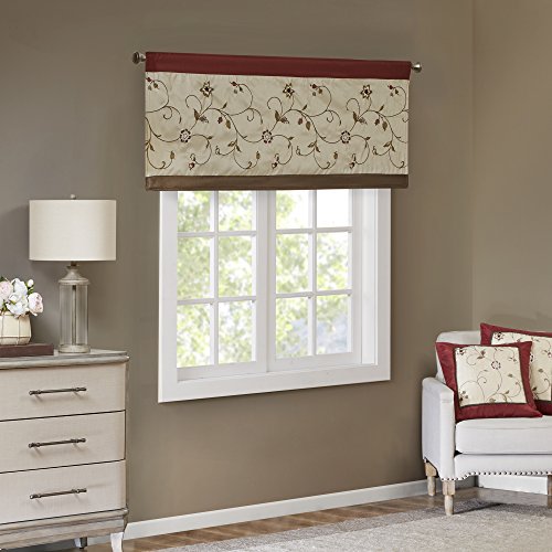Madison Park MP41-1532 Serene Embroidery Room-Darkening Valance Window Treatment Rod Pocket/Back Tab Short Drape thumb #1