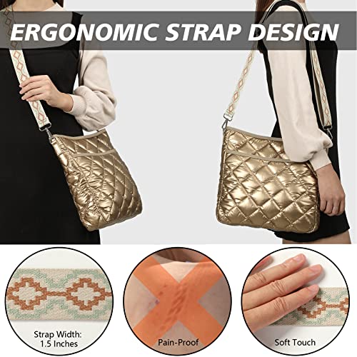 Image of Quilted Crossbody Bag, Puffer Shoulder Bag, Tote Bag with Zipper, Fashion Cotton Quilted Ladies Handbag