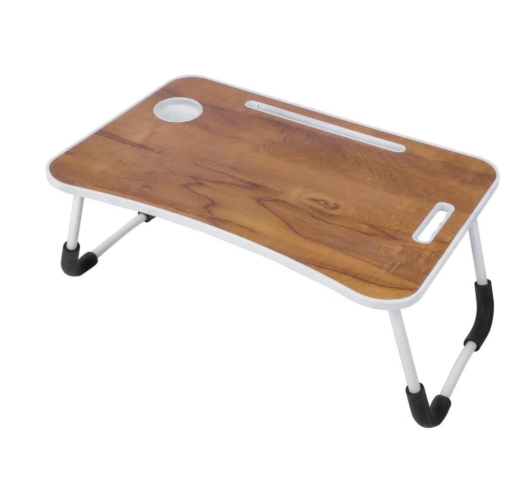 VijayECart Foldable Laptop Study Table with Cup Holder Multipurpose Bed Writing Desk Table for Home School Students (Brown) (B0CN2PJV4H) Amazon Price History, Amazon Price Tracker