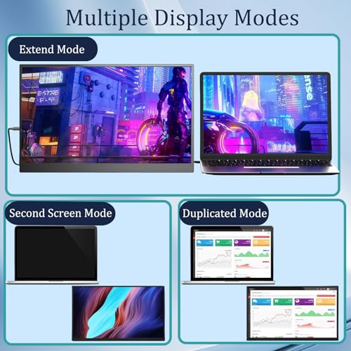 Image of Portable Monitor for Laptop, 15.6 Inch 1080P Second External Monitor | USB-C HDMI Ultra-Slim Portable Laptop Monitor, Portable Computer Monitor with Kickstand, Travel Monitor for Home, Outdoors