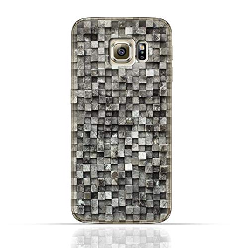 AMCCompatible with Samsung Galaxy S6 Edge TPU Silicone Case with Old Cube Black Wood Texture
