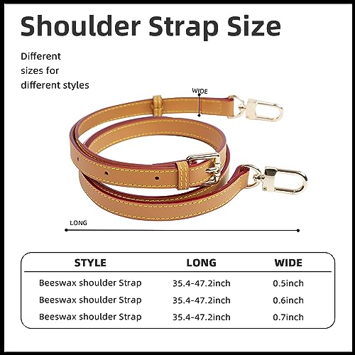 Image of Vachetta Leather Strap for Speedy bag, Multi length Handmade Adjustable Cowhide Crossbody Purse Strap for Handbag 【0.47 Inch Wide, Beeswax】