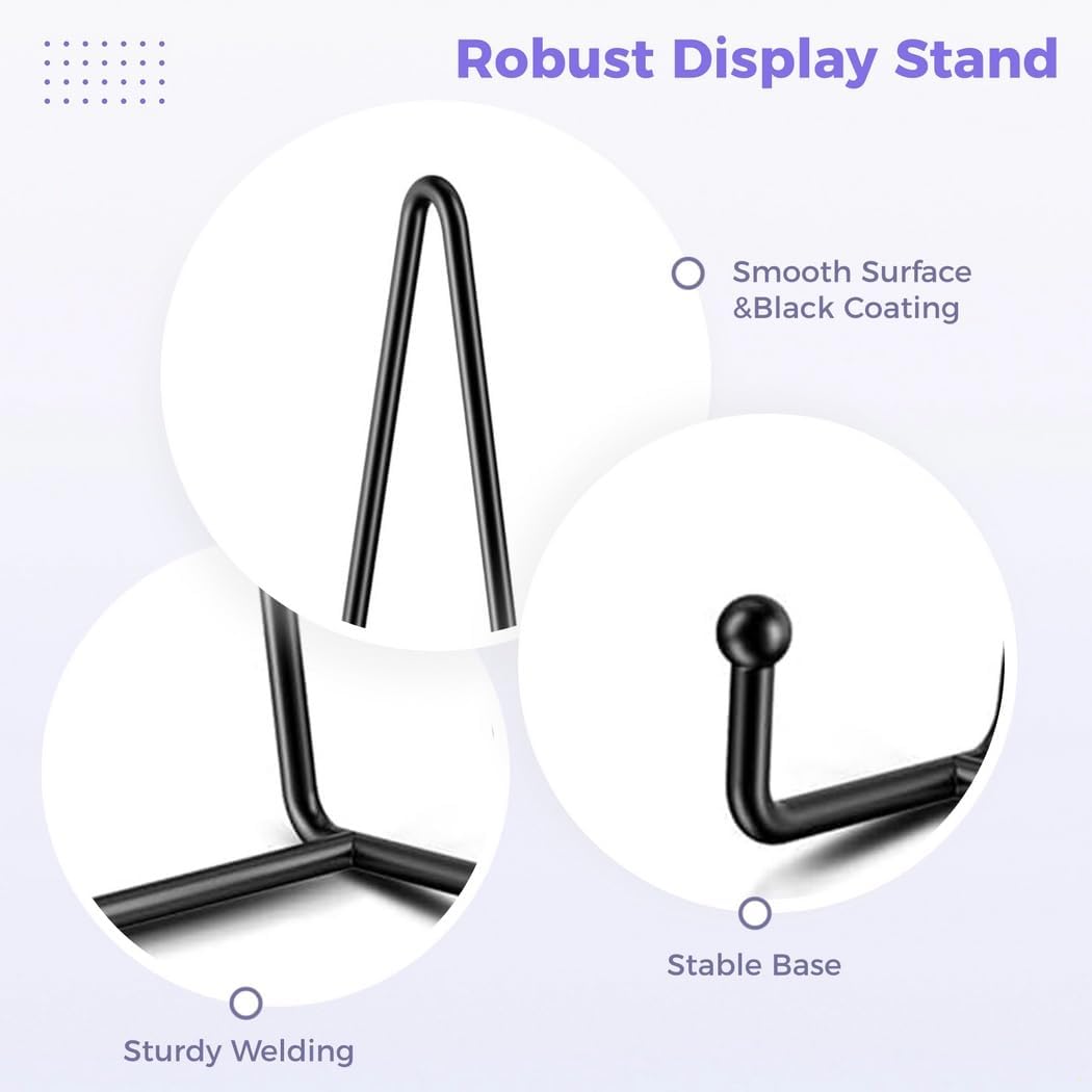 10 Pack Metal Plate Stands For Display, Simple Picture Holders, Decorative Tabletop Stands For Artworks, Plates, Photos