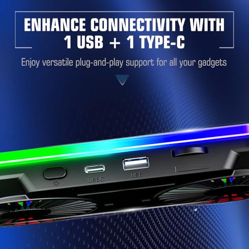 Image of CLAW Hyper Lift X2 Laptop Cooling Stand with Dual 3000RPM Fans, 7-Level Height Adjustment, 10 RGB Modes, Steel+ABS Build, DC 5V Power, 15kg Load Capacity, Compatible with 10-17 inch Laptops