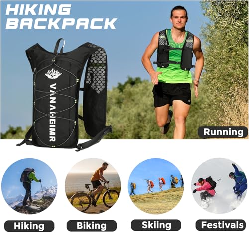 Chaleco Running Hombre Mujer, Chaleco Hidratación Trail Running, Ligero Mochila Hidratacion, Reflectante, Transpirable, para Carrera, Ciclismo y Otros Deportes al Aire Libre - imagen 7