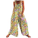 One Piece Jumpsuits for Women Retro Print Daisy Fashion Jumpsuit Comfortable Cotton Linen Suspender Ladies Jumpsuit