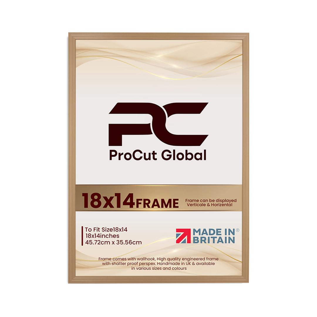 Procut Global 18x14 Country Pine Picture Frames - Classic Wooden Photo Frame with Shatterproof Perspex for Wall or Tabletop - Perfect for Posters, Certificates & Prints - Sizes & Colors Available