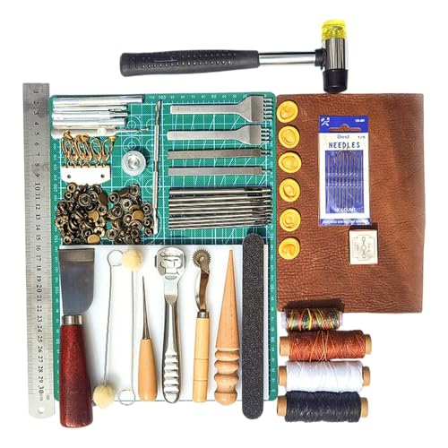 Kit de travail du cuir, kit d'outils en cuir, outil manuel d'artisanat en cuir Ensemble d'outils pour le travail du cuir | Outil de perforation en cuir...