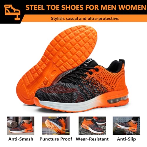 Image of Steel Toe Shoes for Men Women Lightweight Comfortable Work Shoes Indestructible Slip Resistant Safety Shoes for Construction