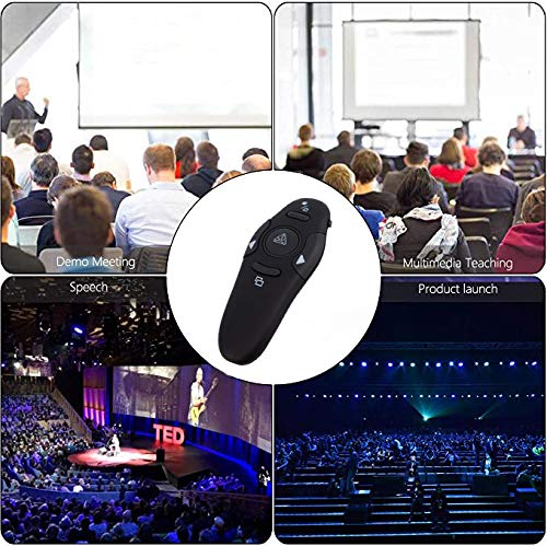 QUI Wireless Presenter Remote, RF 2.4GHz USB Presentation Remote Control PowerPoint Presentation Clicker for Keynote/PPT/Mac/PC
