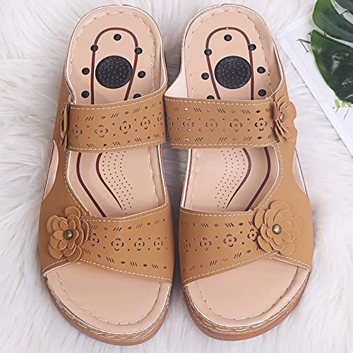 Orthopedic Arch Support Sandals Plantar Fasciitis Arch Support Sandals for Feet Casual Platform Beach Shoes (Color : Brown, Size : 5.5 US)4