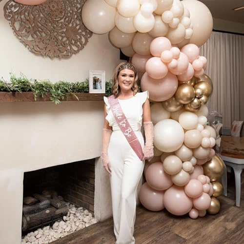 Image of Netural Balloon Set, Double Stuffed Beige Cream Tan Gold Balloons Blush White Sand Boho Balloon for Netural Baby Shower Gender Reveal Bridal Birthday Wedding Party Decorations