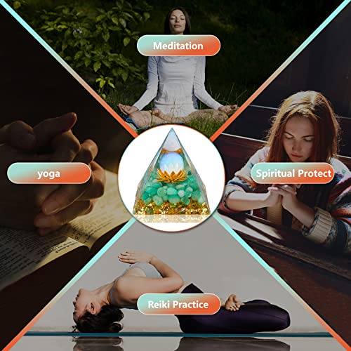 Orgone Pyramid Crystal Healing Stone Energy Generator Healing Crystals Chakra Crystal Healing Meditation Crystal Sphere Orgonite Pyramid Crystal Women Gift (Green Aventurine&White Jade) #TOP3